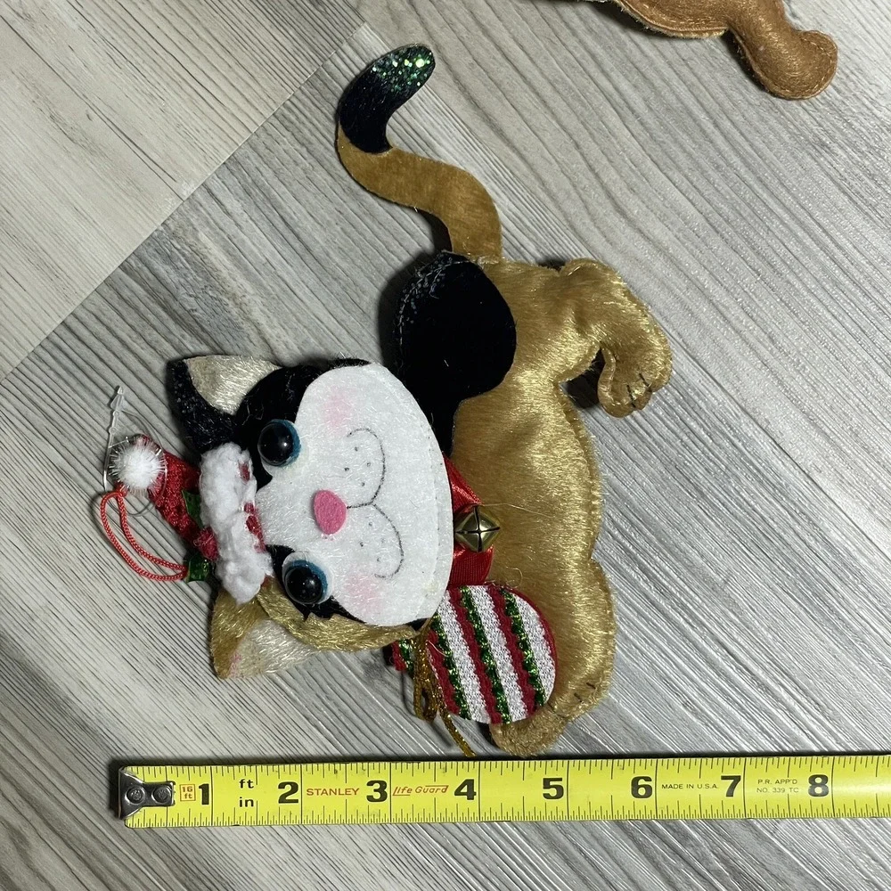 Cat Dog Christmas Ornaments 3D Felt Textured Embellished Stuffed‎ Multicolor 8